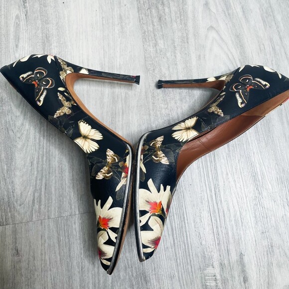 Givenchy Black Floral Leather Point Toe Heels - Picture 10 of 10